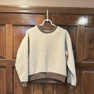 Quince Cream and Brown Sherpa Sweatshirt